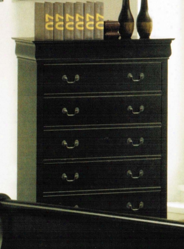 Bedroom Chest Louis Phillipe Style In Black Finish
