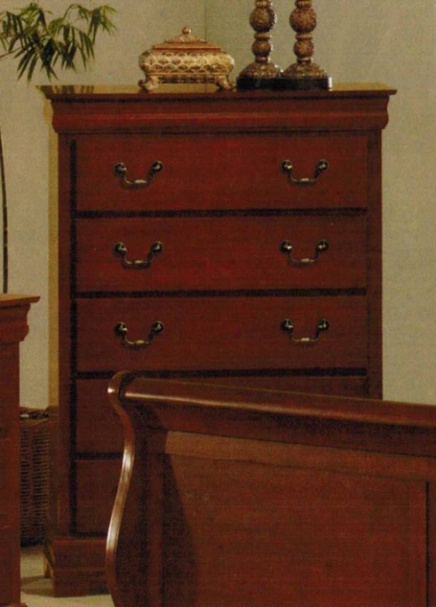 Bedroom Chest Louis Phillipe Style In Cherry Oak Finish