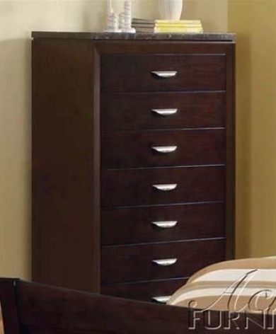 Bedroom Chest Withh Black Marble Top In Espresso Finish