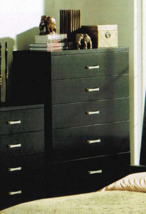 Bedroom Chest With Chrome Handles In Black Finish