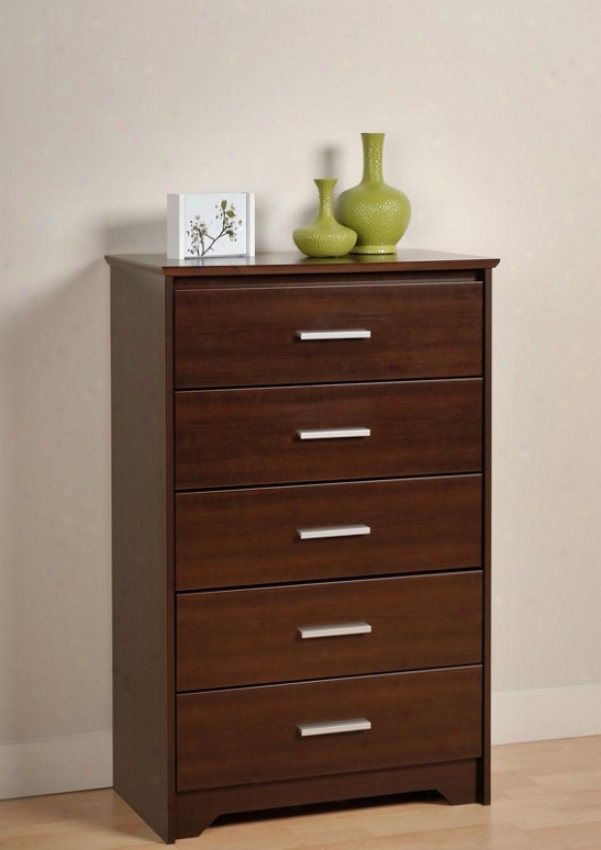 Bedroom Chest With Five Drawers In Espresso Finish