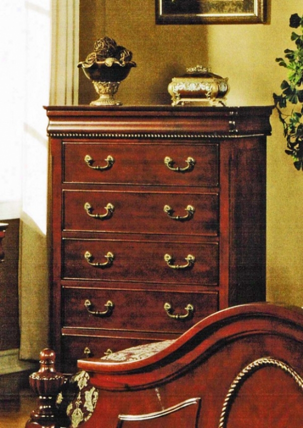 Bedroom Chest With Hidden Drawer In Cherry Finish