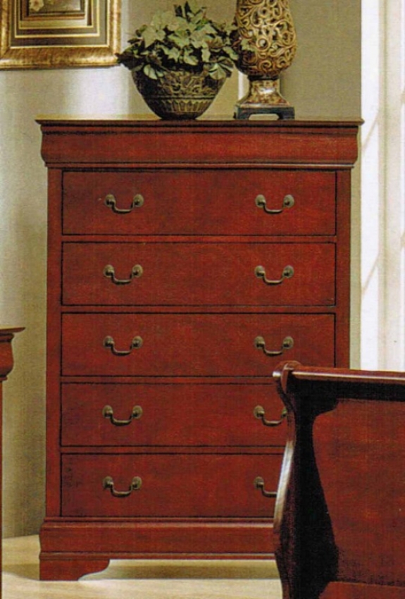 Bedroom Chest With Hidden Drawers In Cherry Finish