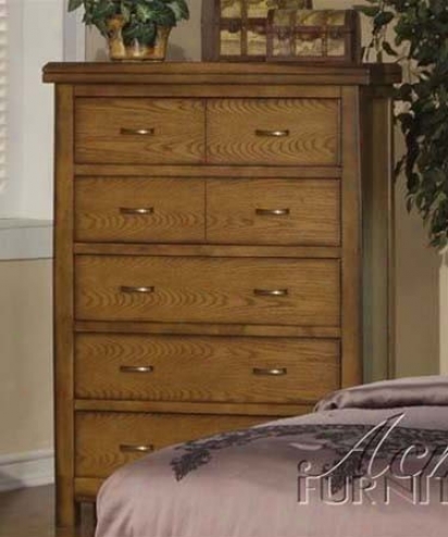 Bedroom Chest With Metal Handles In Ask Oak Finish