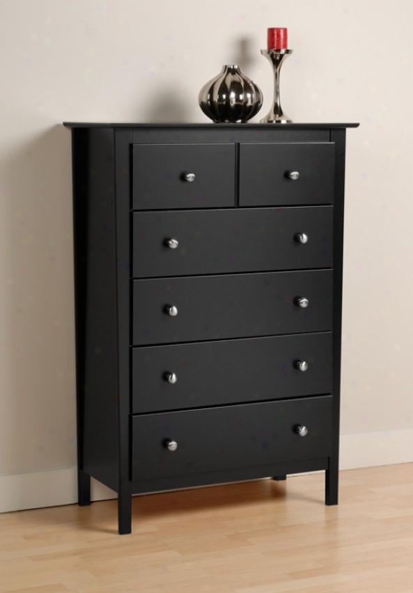 Bedroom Chest With Storage Drawers In Black Finish