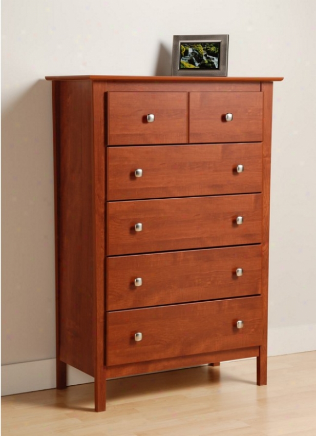 Bedroom Chest With Storage Drawers In Cherry Finish