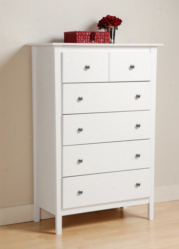 Bedroom Chest With Storage Drawers In White Finish