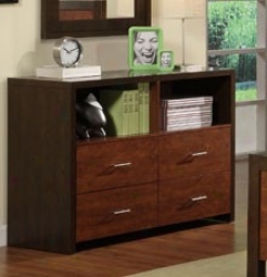 Bedroom Dresser With Open Cubbies In Two-toen Chestnut