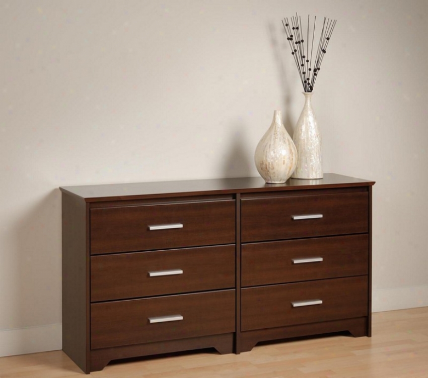 Bedrkom Dresser With Six Drawers In Espresso Finish