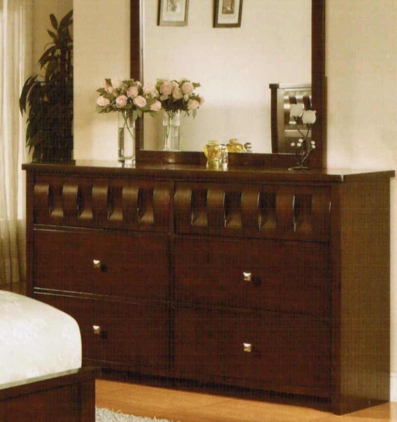 Bedroom Dresser With Storage Drawers In Deep Brown Finish