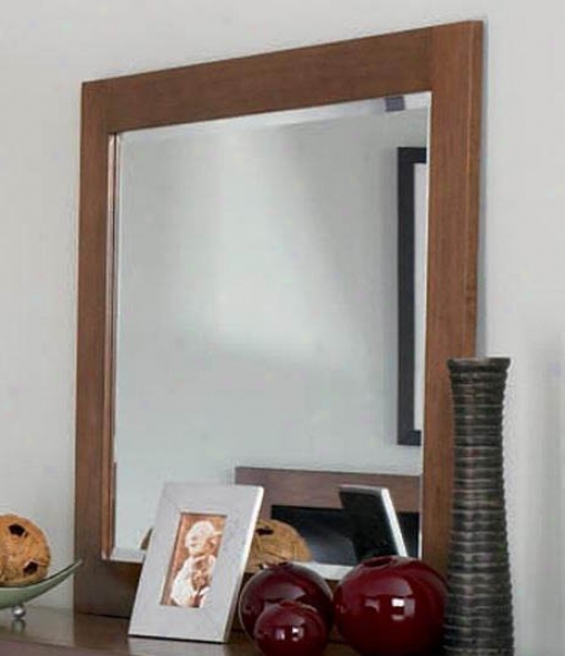 Bedroom Mirror Contemporary Manner In Walnut Finsih