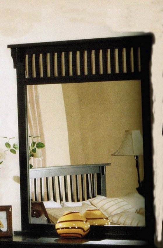 Bedroom Mirror Mission Style In Distressed Black Finish