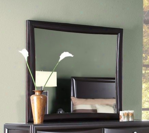 Bedroom Mirror With Concave Side Panel In Mahogany Finish