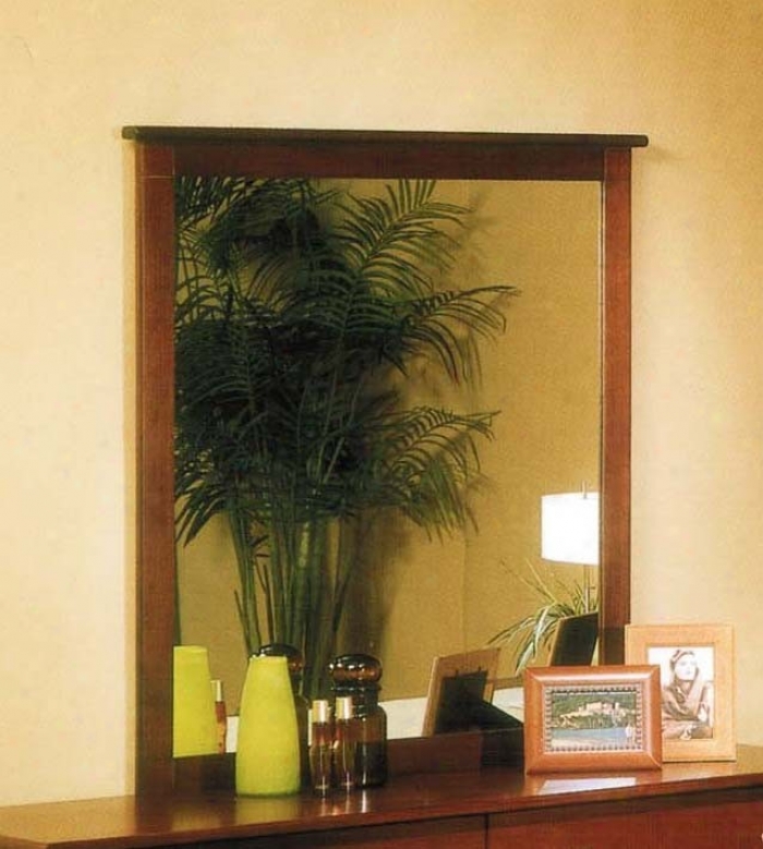 Bedroom Mirror With Contemporary Denominate Design In Brown Cherry Finish