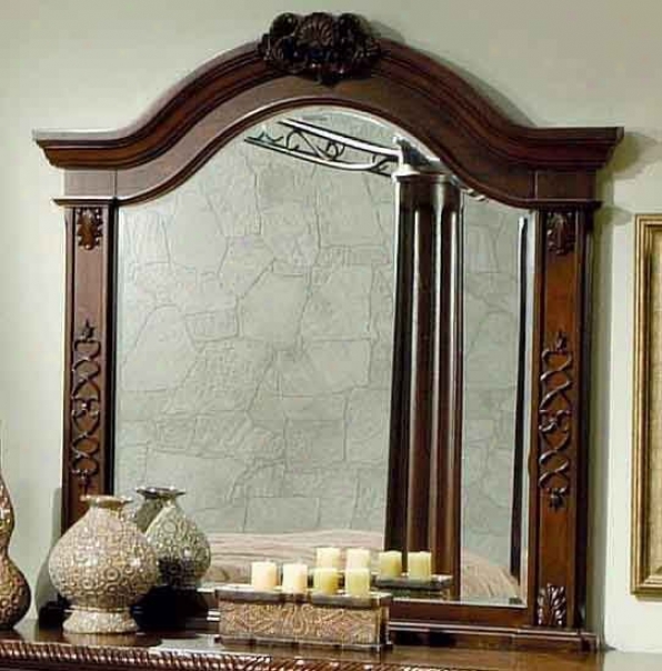 Bedroom Mirror Attending Decorative Acc3nts In Medium Chestnut Finish