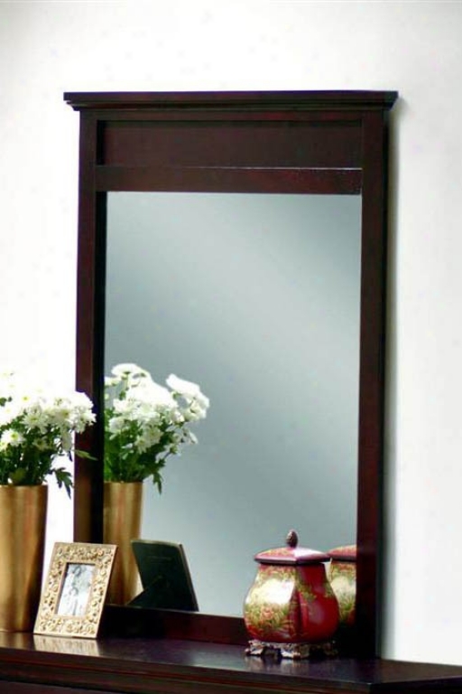 Bedroom Mirror With Decorative Frame In Mahogany Finish