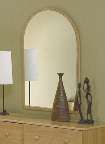 Bedroom Mirror With Oval Top In Oak Finish