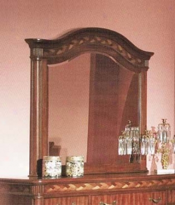 Bedroom Mirror With Parquetry And Arched Top Purpose In Ignorance Walnut Finish