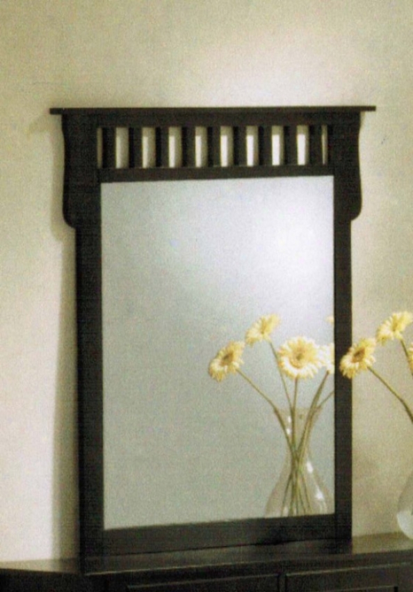 Bedroom Mirror With Slat Design In Black Finish