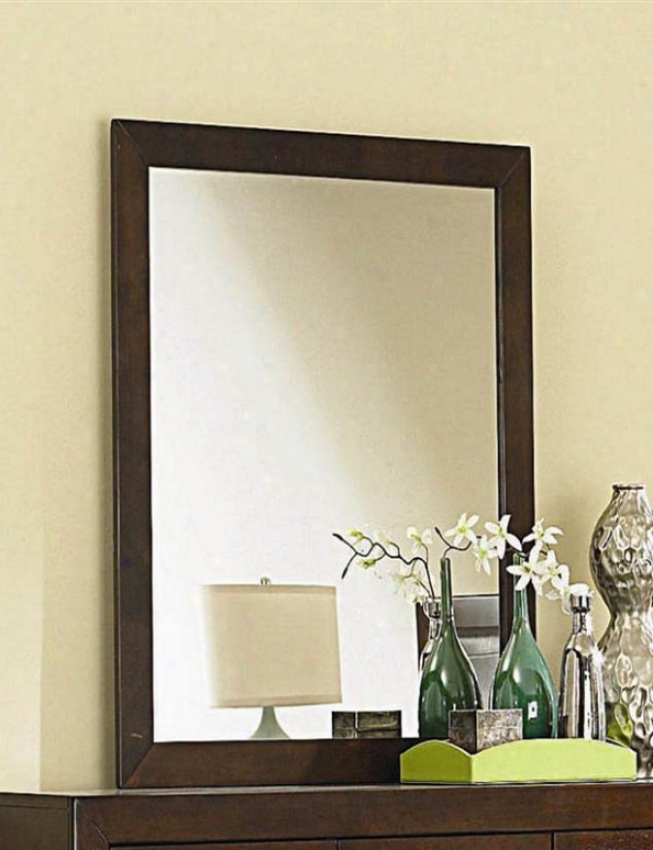 Bedroom Mirror With Wooden Frame In Cherry Finish