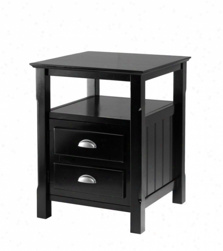 Bedroom Night Stand Open Shelf Deslgn In Black Finish