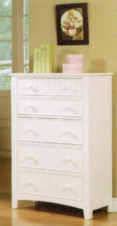 Bedroom Storage Ch3st With Five Drawers In White Finish