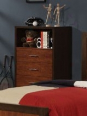 Bedroom Storage Chesr With Open Cubby In Two-tone Chestnut