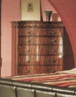 Bedroom Storage Chest With Parquetry Design In Dark Walnut Finish