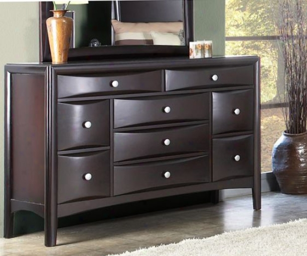 Bedroomm Storage Dresser With Drawers In Mahogany Finish