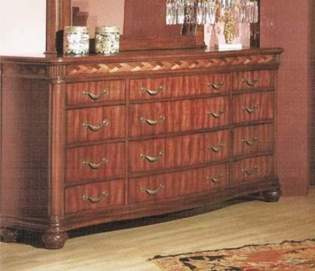 Bedroom Stirage Dresser With Parquetry Design In Dark Walnut Perfect