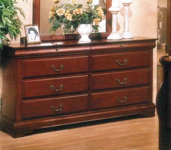 Bedroom Storage Dressrr With Traditional Style In Brown Cherry Finish