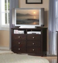 Bedroom TvS tand Storage Chrst In Cappuccino Finish