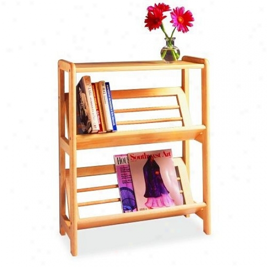 Beecj Finish 2-tier Bookshelf Magazine Rack