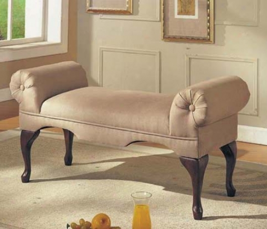 Bench With Rolled Arm Beige Microfiber