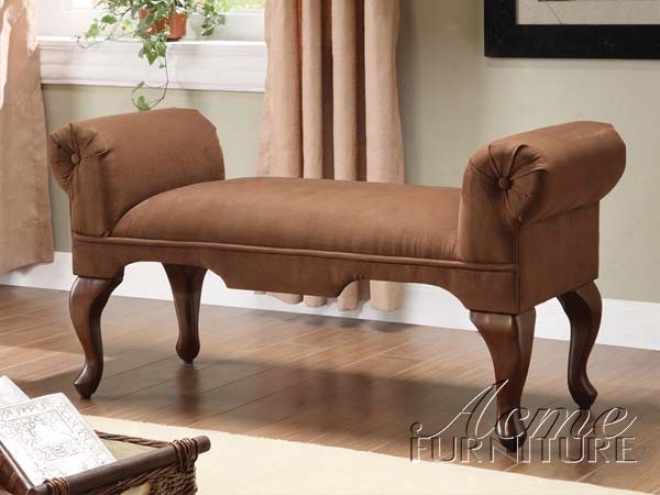 Bench With Rolled Arm In Chocolate Microfiber