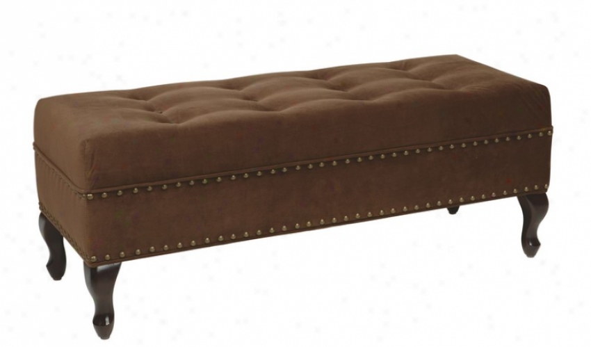 Bench With Tufted Top Nail Head Trim In Chocolate Velvet