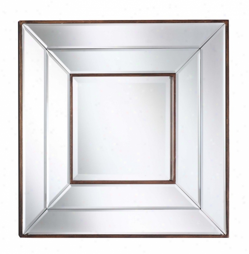Beveled And Squared Wall Mirror With Frame In Copper Finish