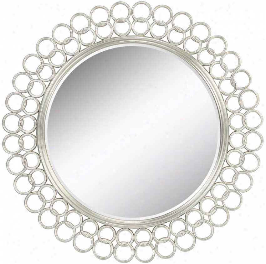 Beveled Wall Reflector With Rings Design In Silveer Finish