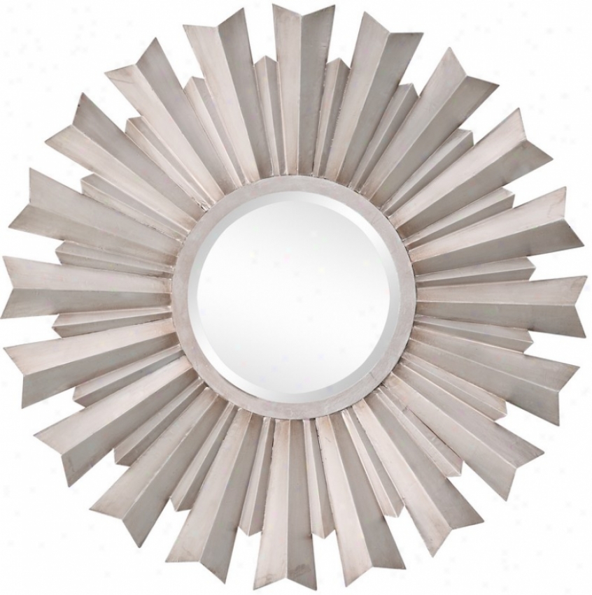 Beveled Waol Mirror With Sunburst Design In Silver End