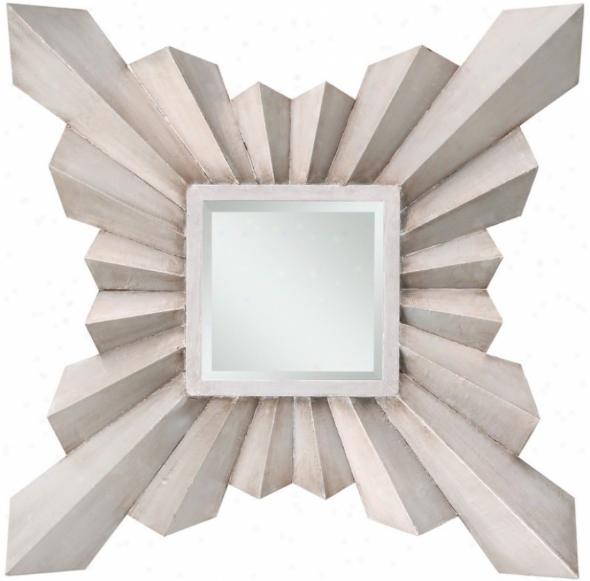 Beveled Wall Mirror With Unique Frame In Silver Finish