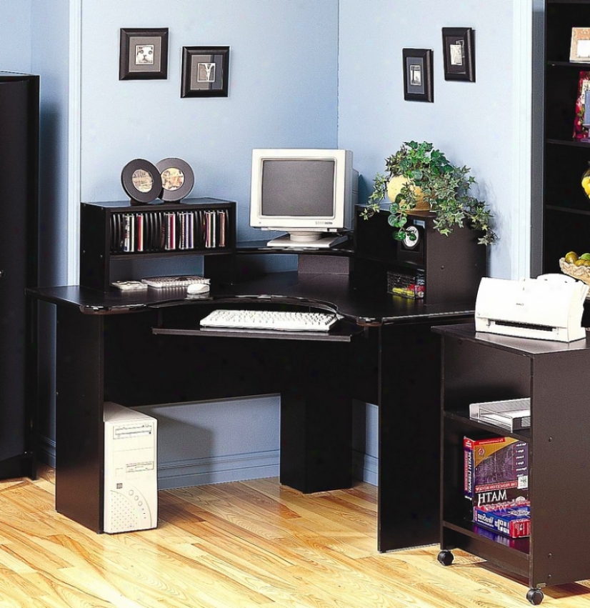 Black Finish Corner Comtper Workstation Office Desk