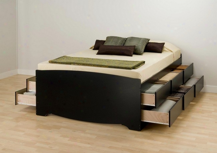 Black Finish Double/full Size Platform Bed W/12 Storage Drawer