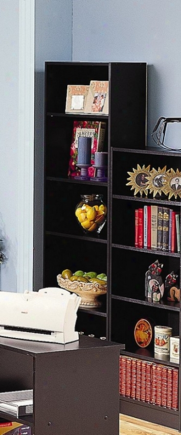 Black Finish Domestic Office Tall Five-shelf Bookcase