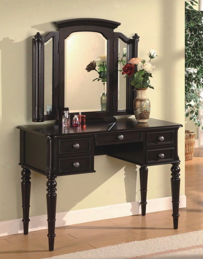 Black Large Scale Vanity Stand  With Storage Draers