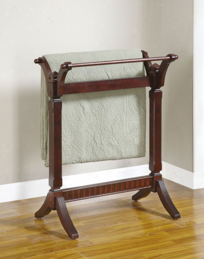 Blanket Rack With Beveled Edge Posts And Fluted Feet In Merlot Finish