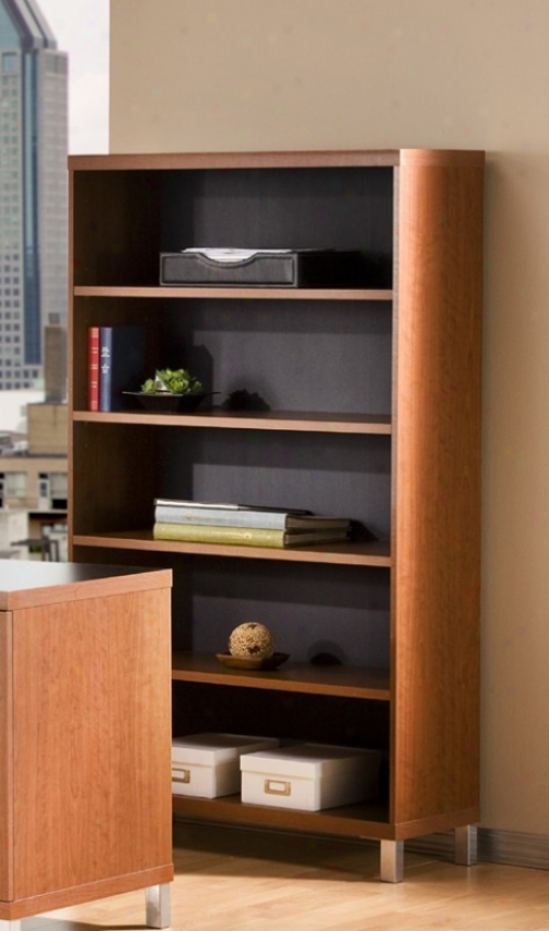 Bookcase Shelf Contemporary Style In Aitumn Cherry Finish