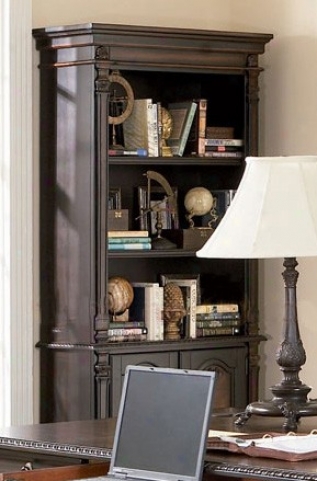 Bookcase With Detailed Carvings In Two Tone Finish