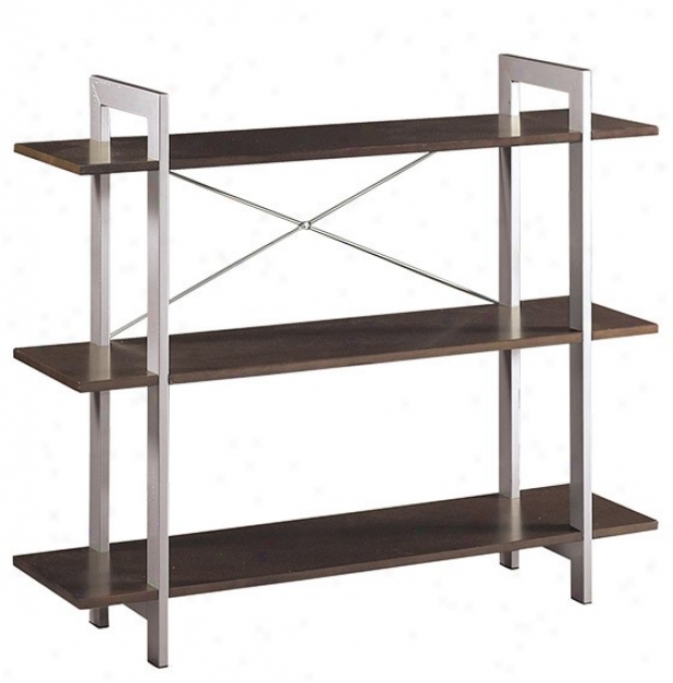 Bookcase With Silver Accents In Espresso Finish