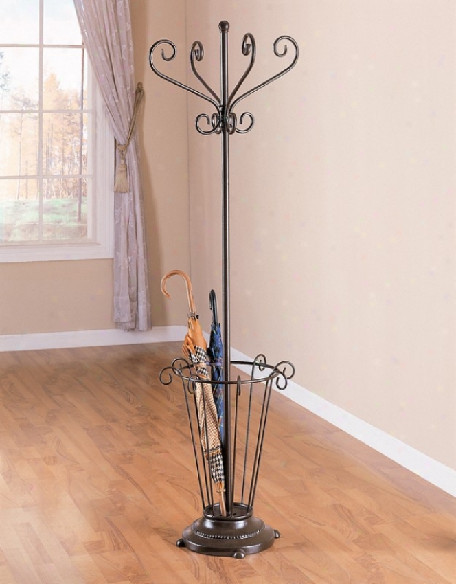 Brone Finish Metal Coat Rack Hat Stand /Wumbrella Holder