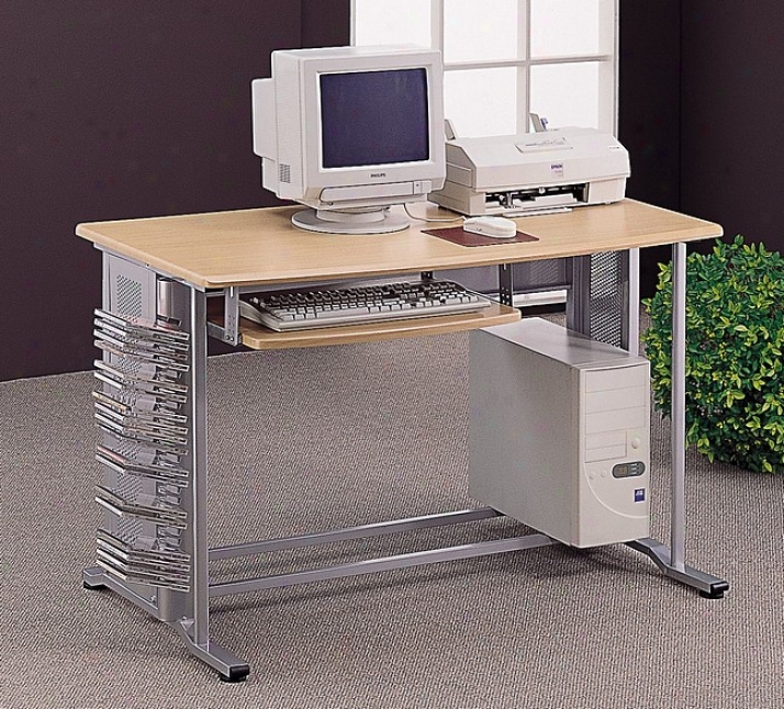 Brushed Aluminum Finish Computer Desk/workstation Table W/pull To the end Keyboard Tray